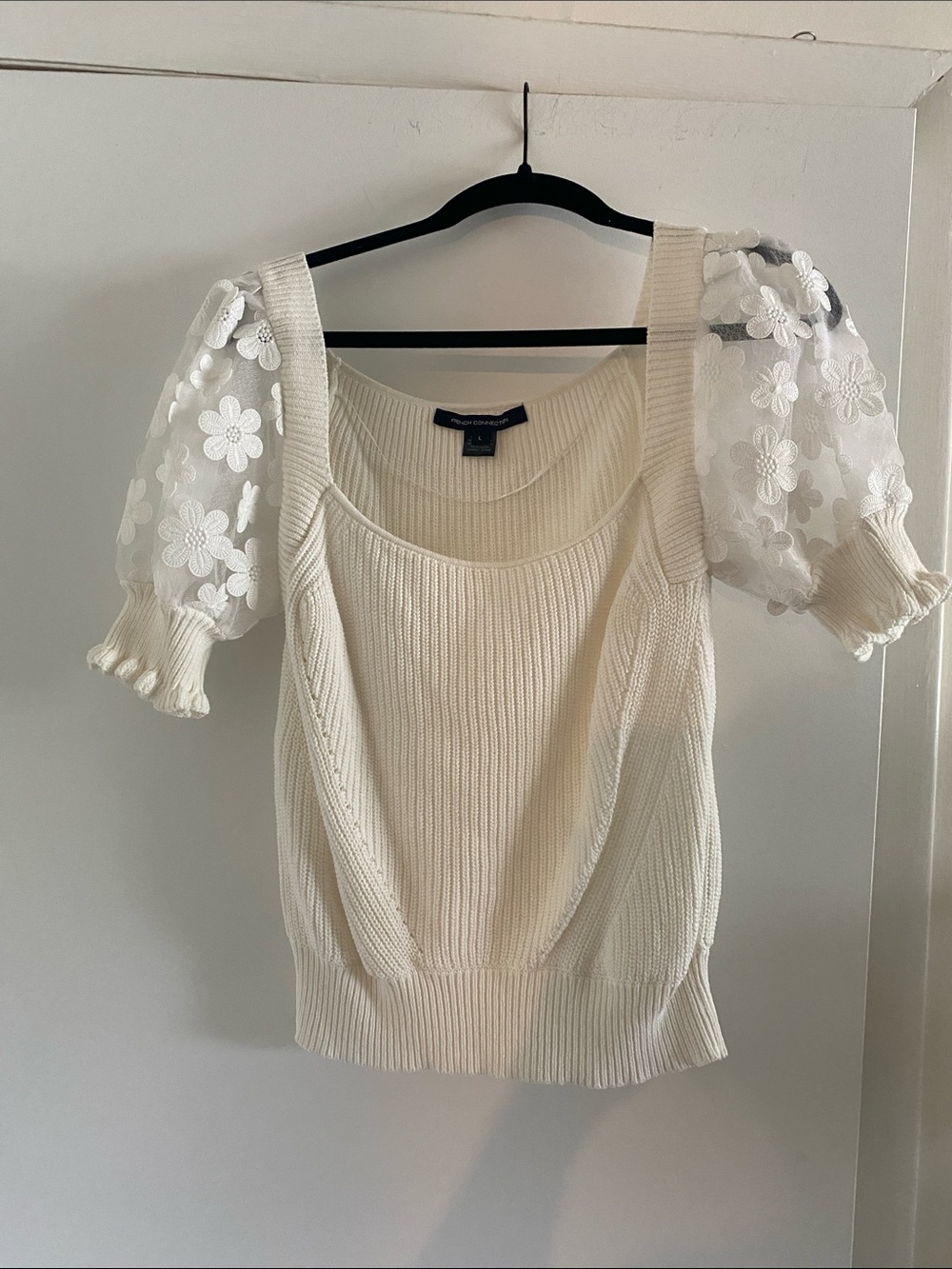 French Connection Cream Puff-Sleeve Knit Top